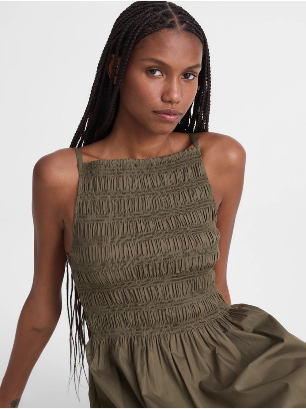 Madewell Smocked High-Neck Midi Dress - Picture 5 of 7